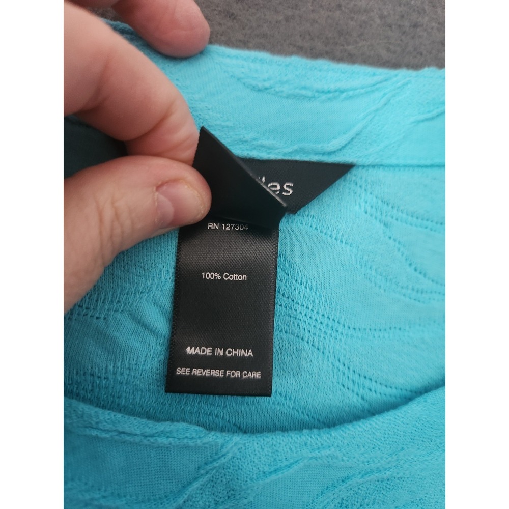 Ali Miles PXL Textured Beach Wearable Art Turquoise Shirt Top Artsy Resort NWT - Picture 6 of 11